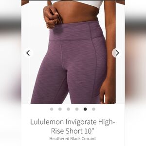 NWOT Lululemon Invigorate HR 10in W/pocket  Heatheted Black Currant